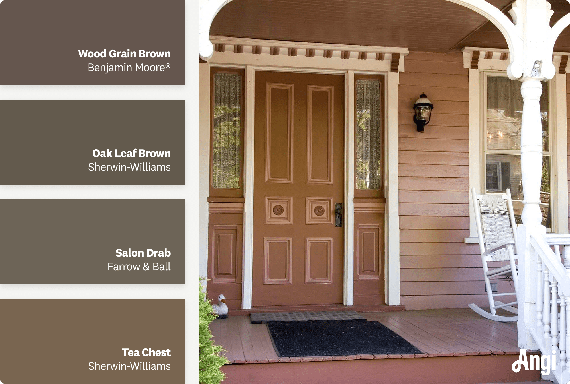 A brown porch, including different tones of brown paint