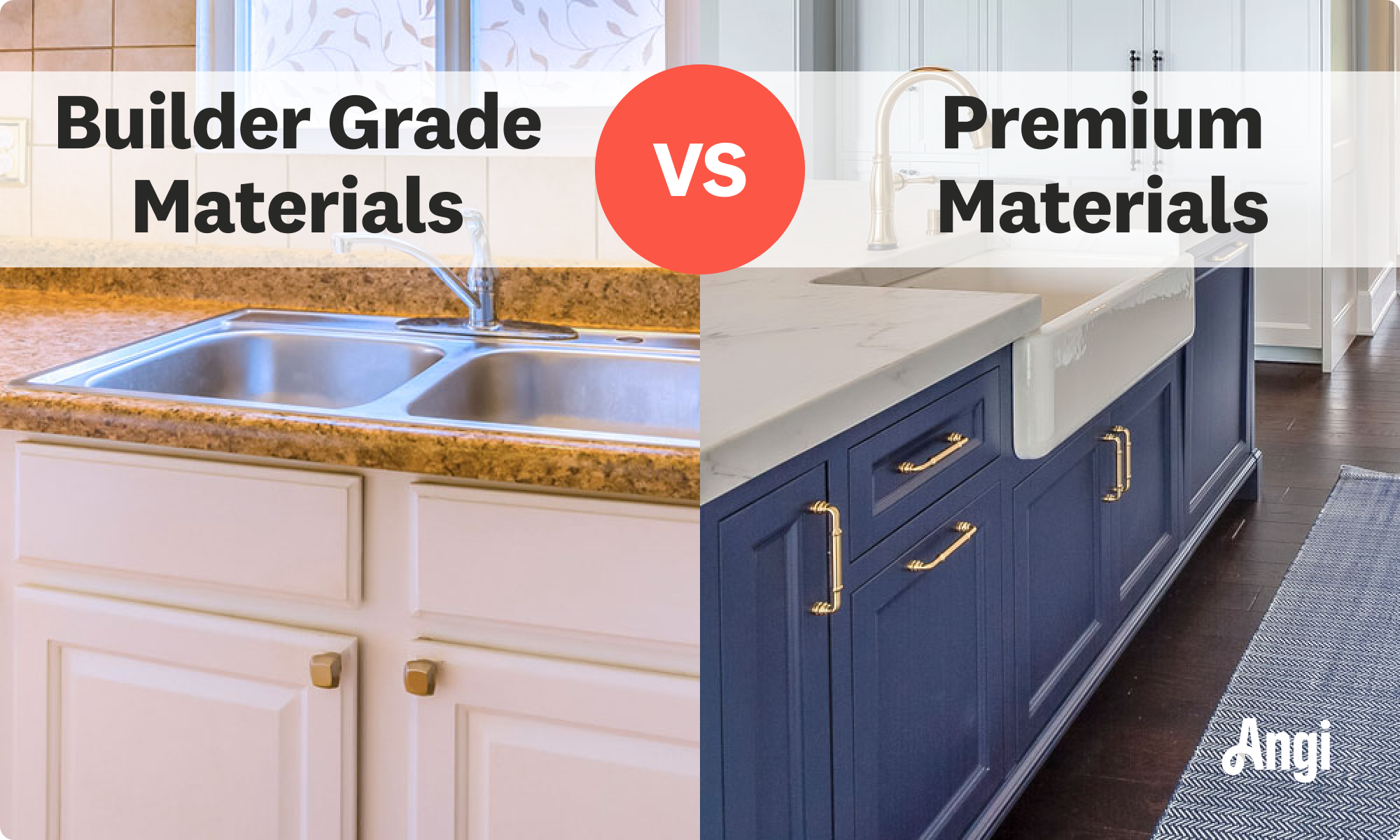 Builder grade materials versus premium materials compared visually