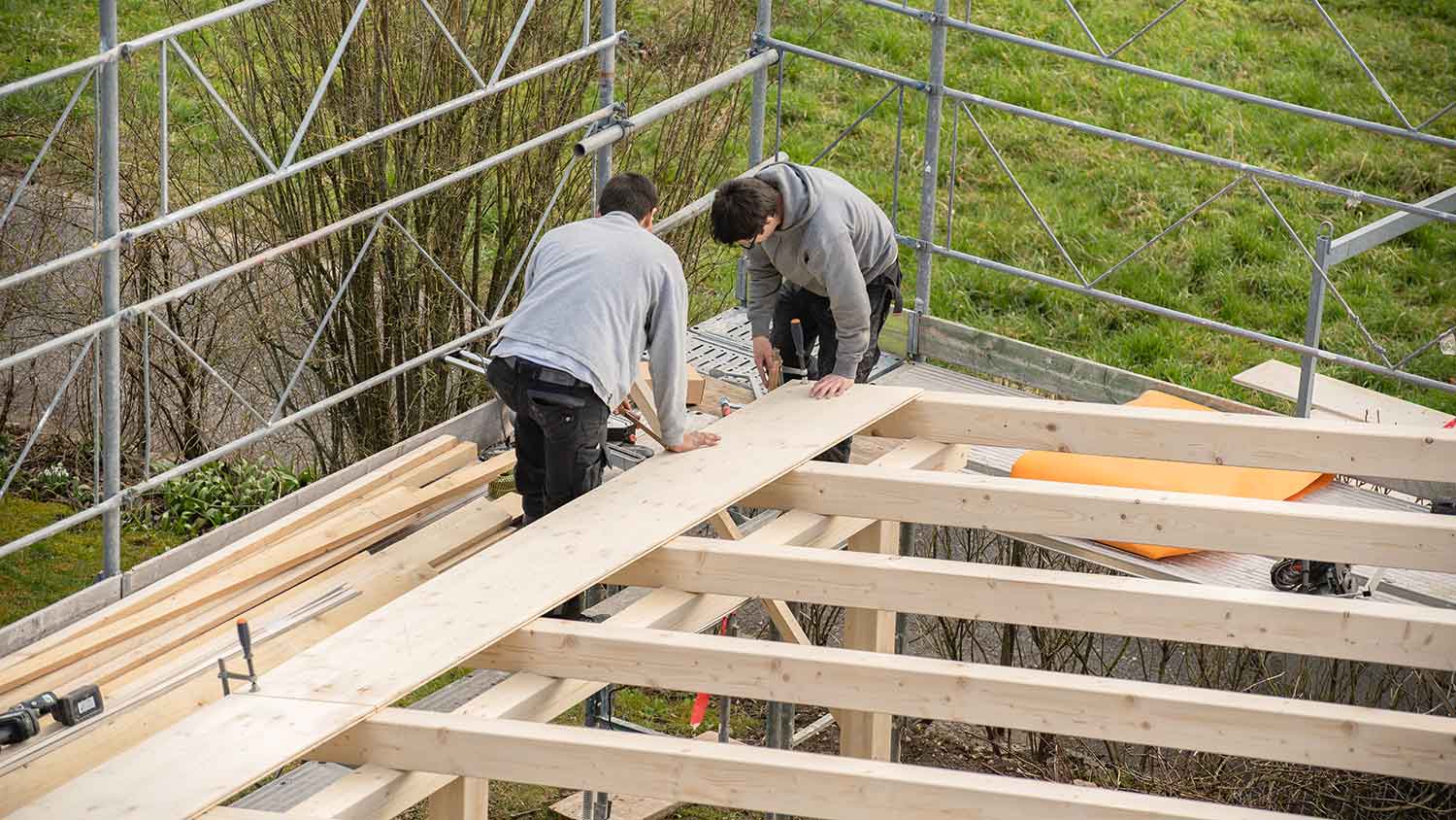 Carpenter building custom carport