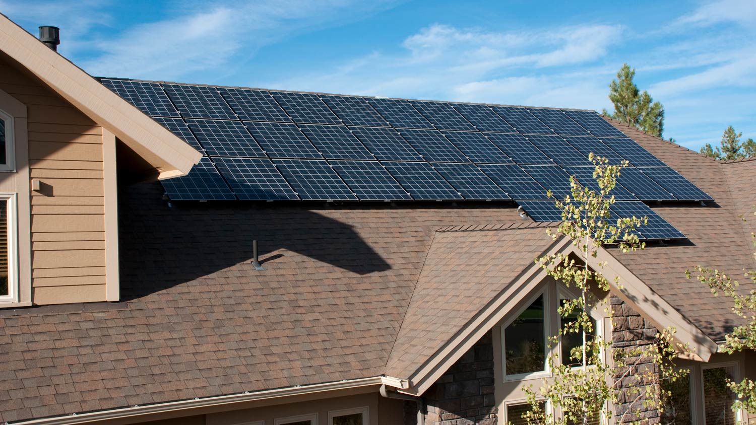 Electric solar panels, home, exterior