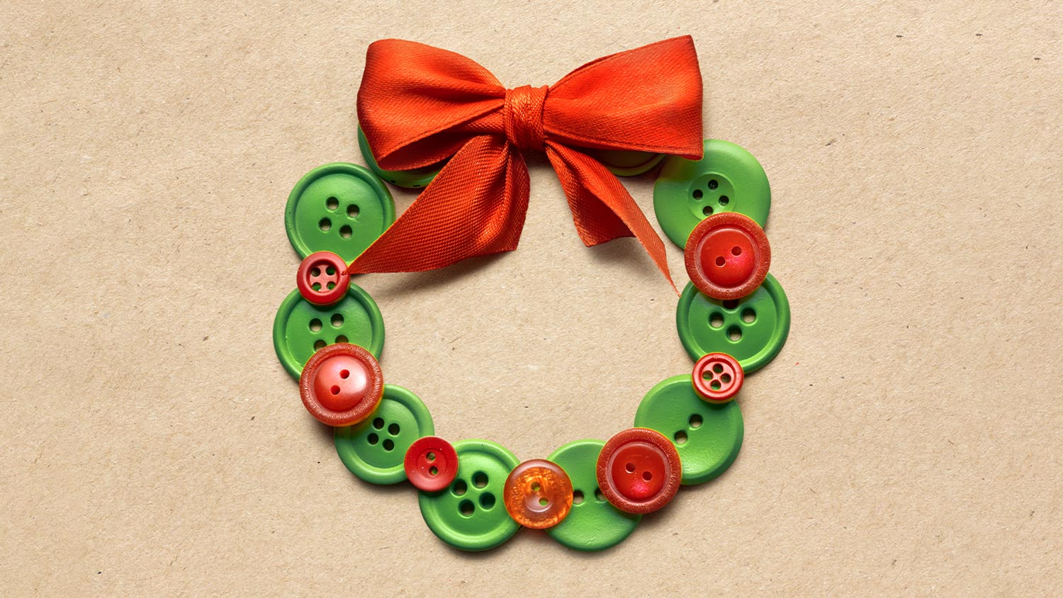 homemade green and red button wreath