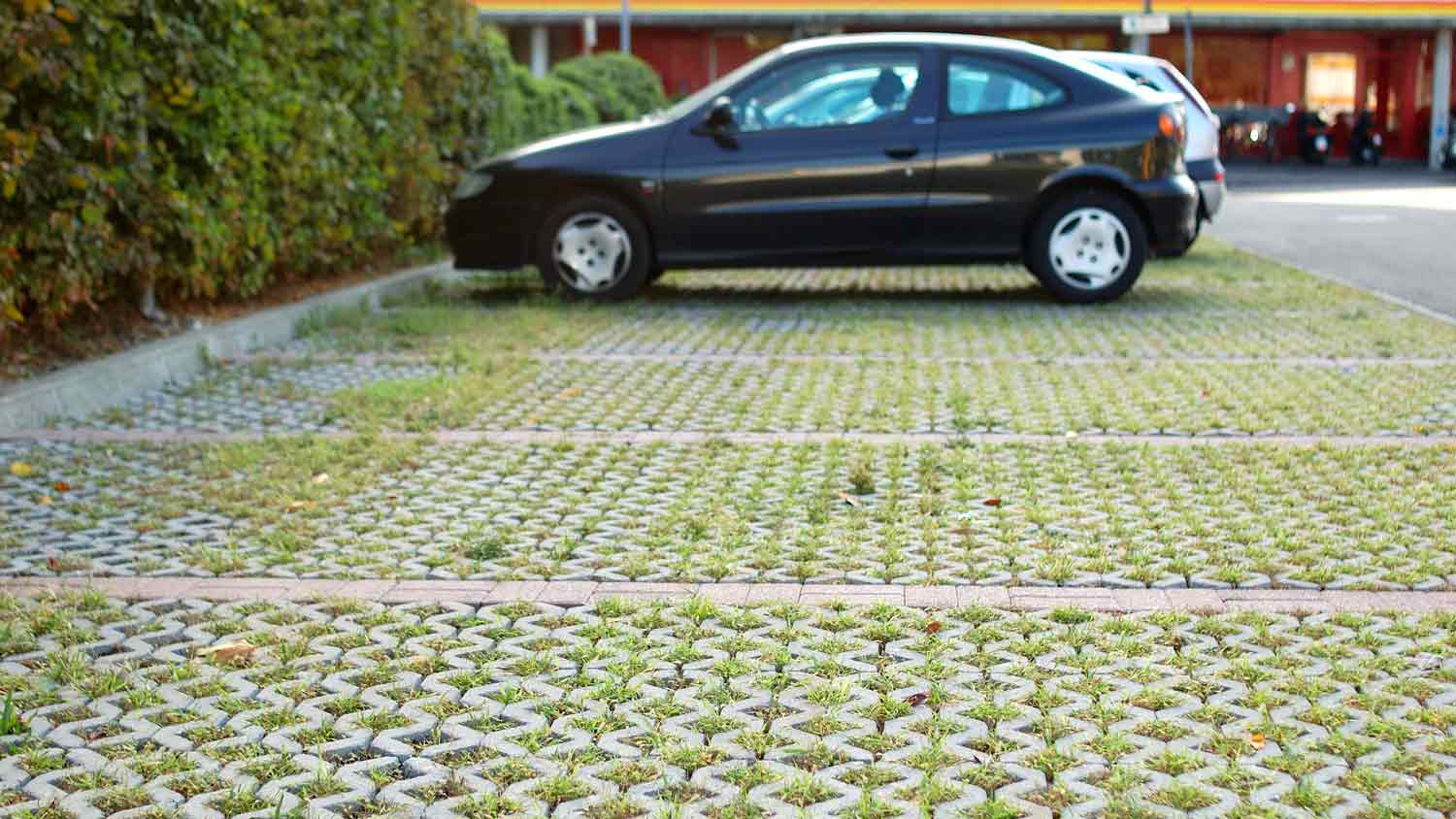 Car parked on permeable paver