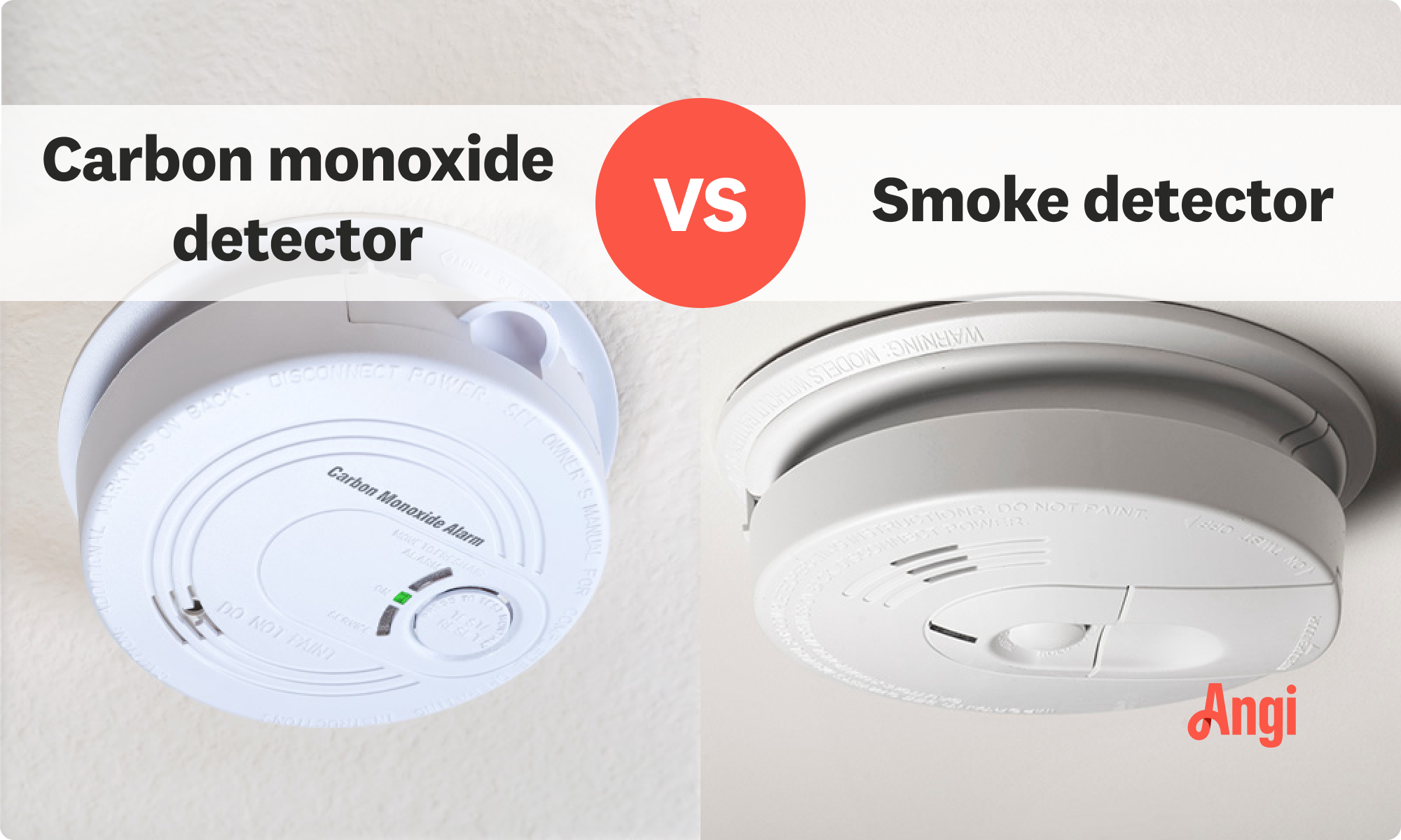 Carbon monoxide versus smoke detector compared visually