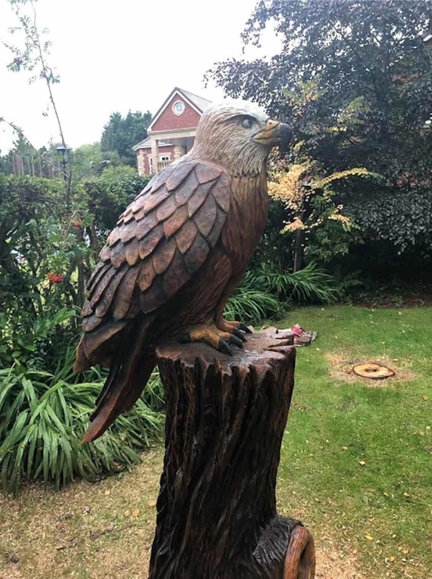 A carved red kite