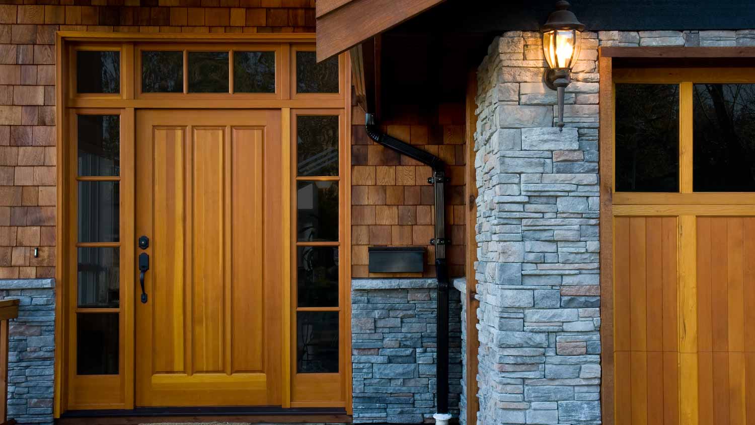 Cedar siding highlight entrance