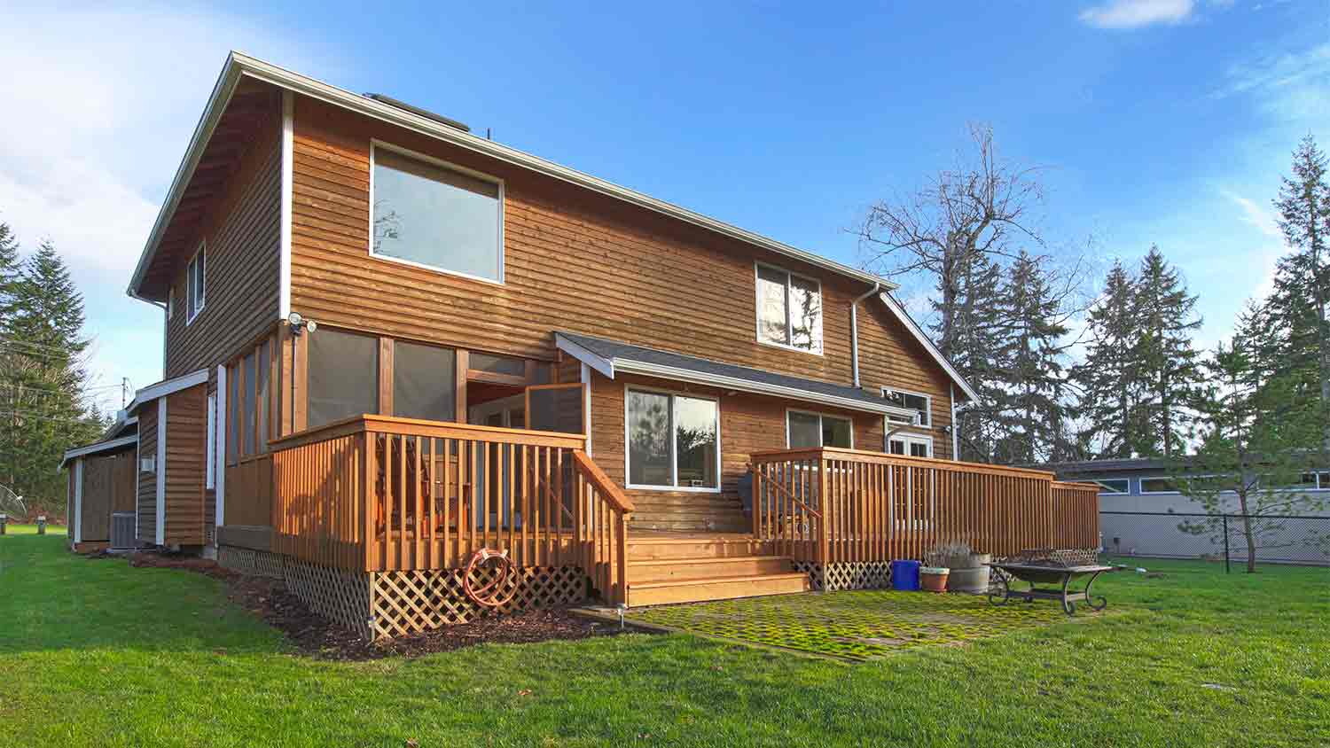 cedar house with deck