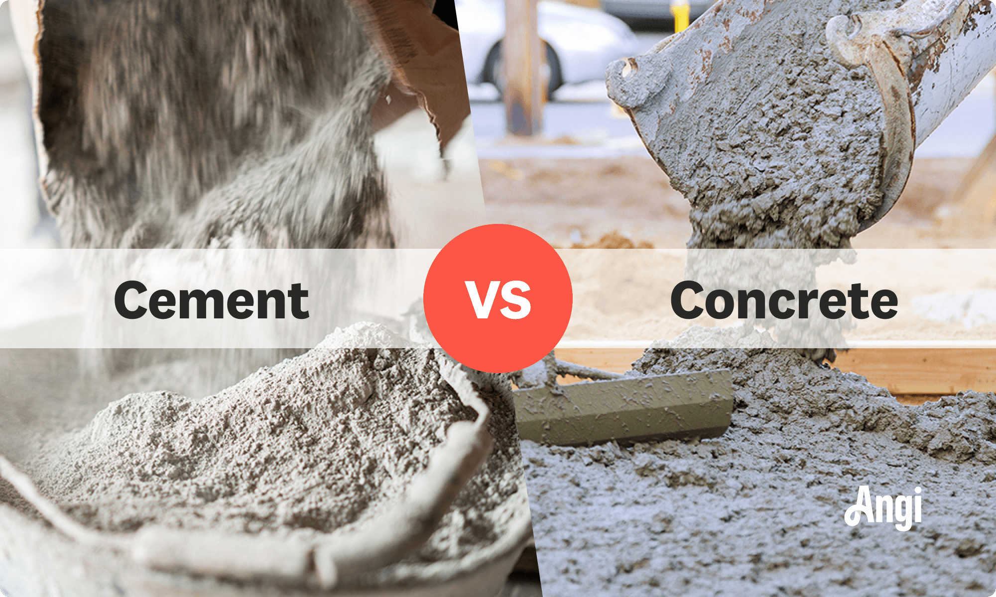 Cement versus concrete visual comparison