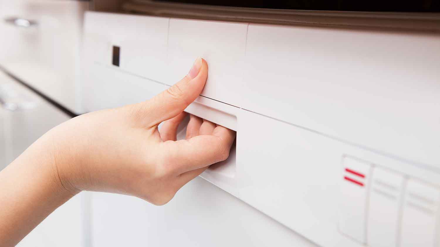 Woman opening dishwasher door