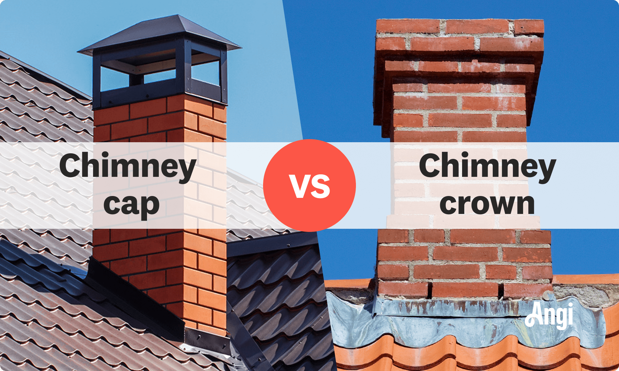 Chimney cap versus chimney crown visual comparison