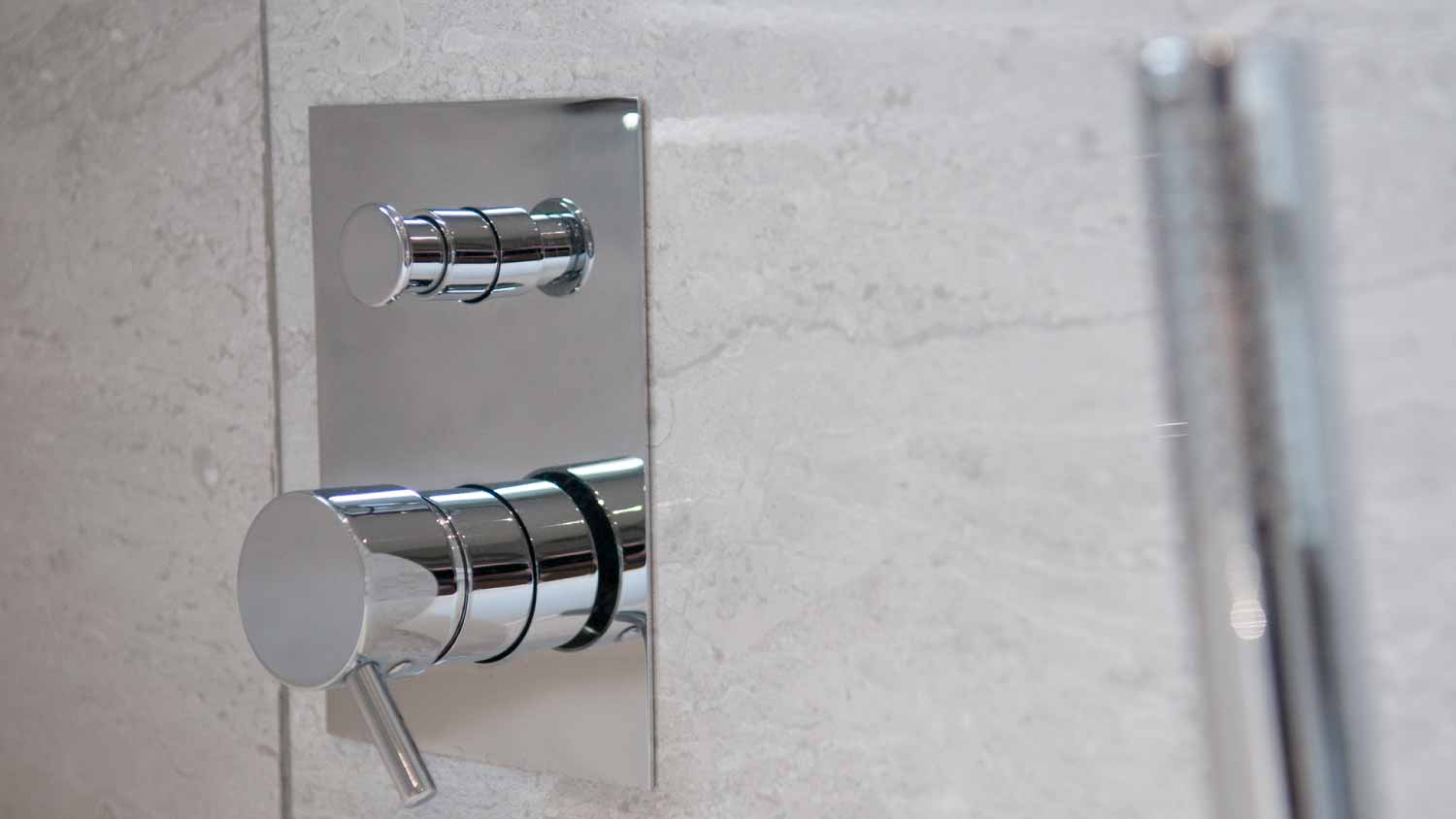 Chrome wall mounted shower tap