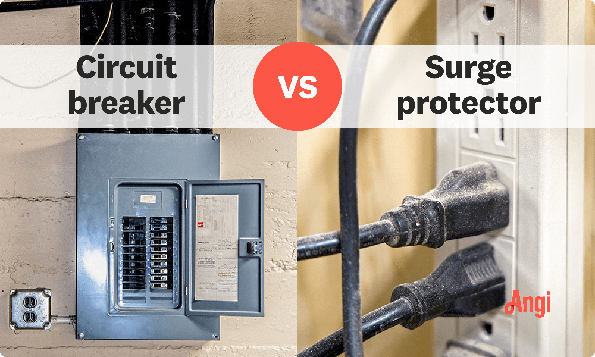 Circuit breaker versus surge protector compared visually