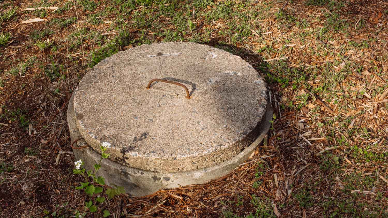 A covered cistern hole