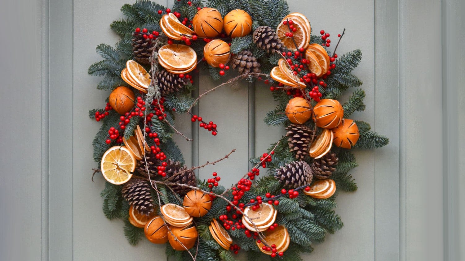 citrus wreath on door
