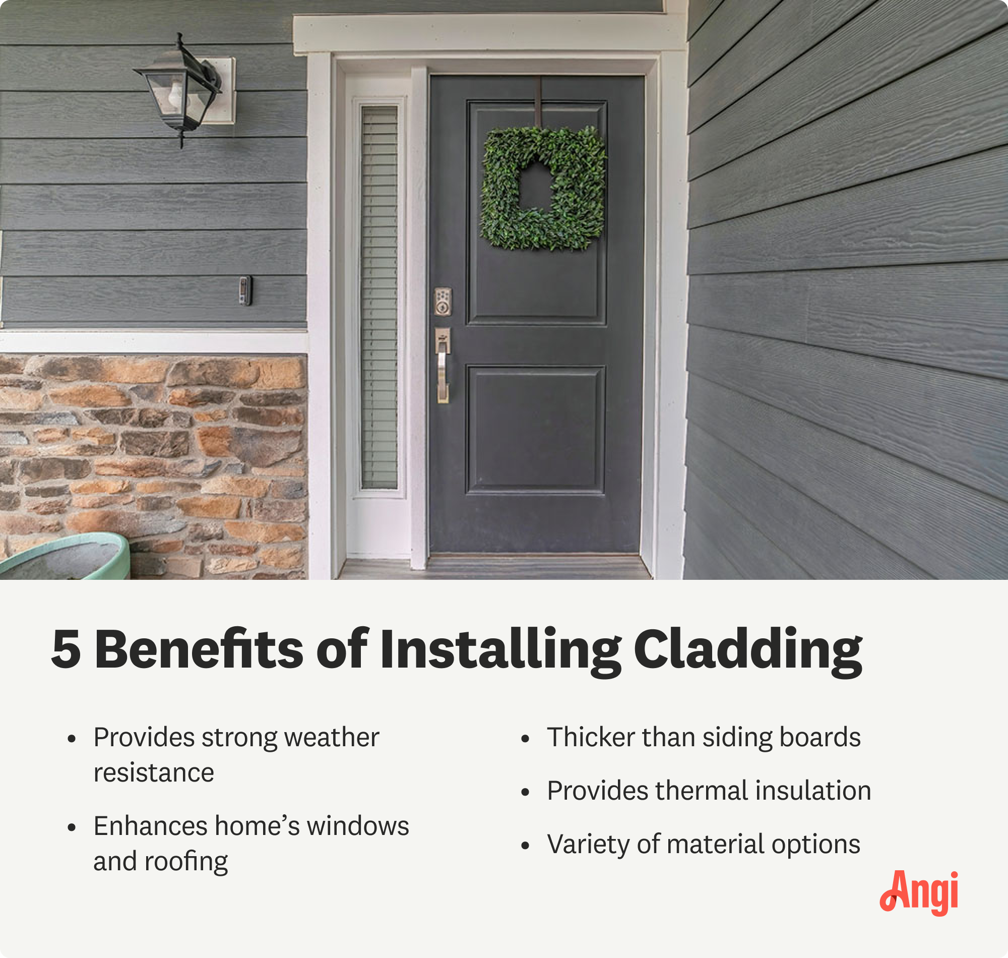 5 benefits of cladding installation, including providing strong weather resistance and thermal insulation