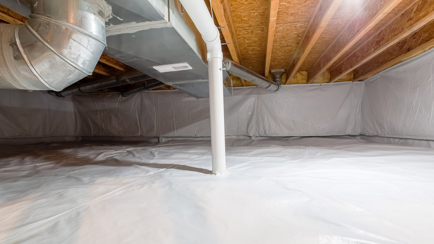 Clean foundation crawl space