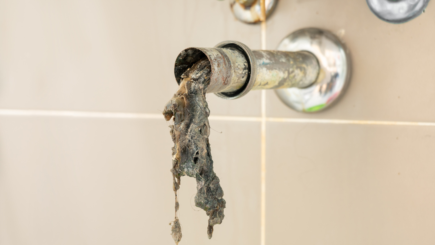 Clogged sink pipe at the bathroom