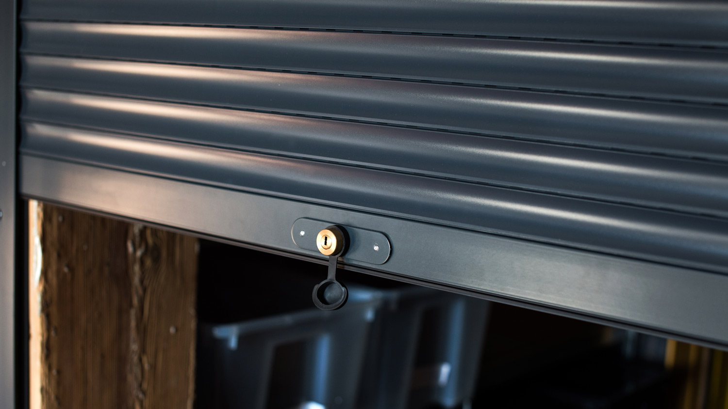 A close-up of an aluminium garage entrance