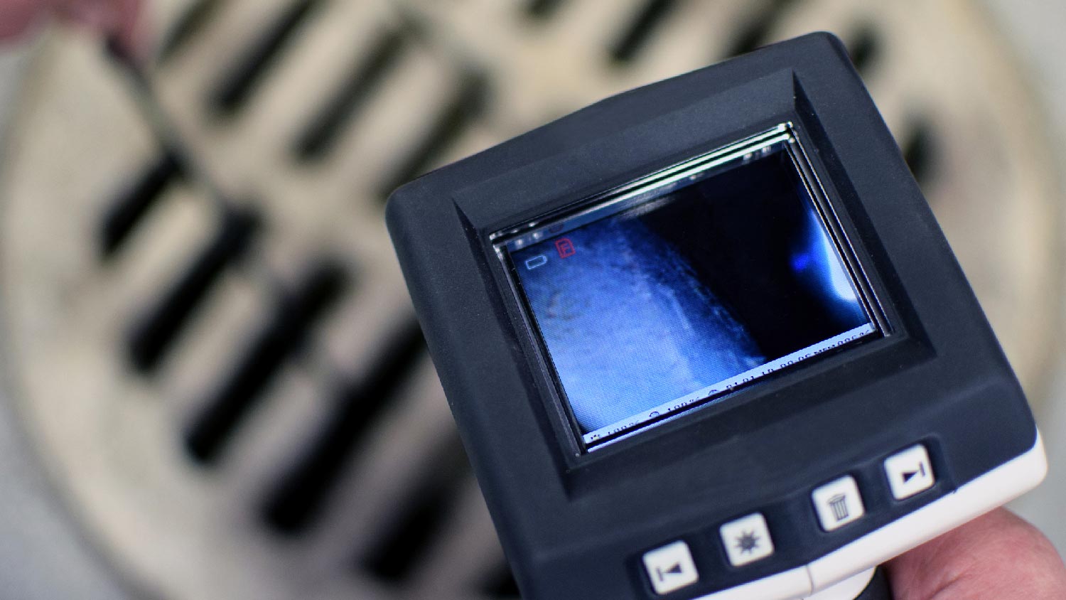 Close-up of a camera inspection of water pipes