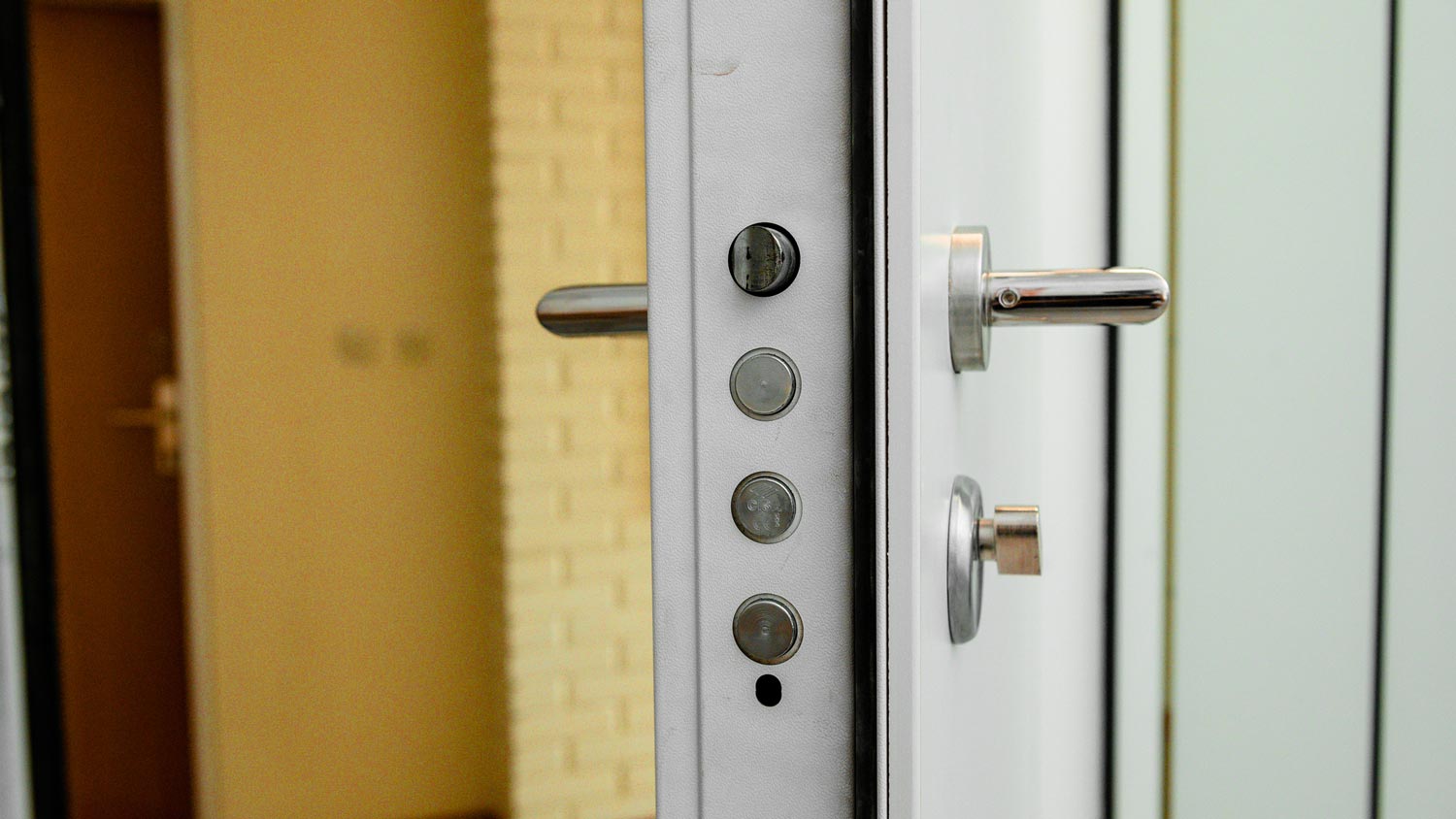 Close-up of a fire door