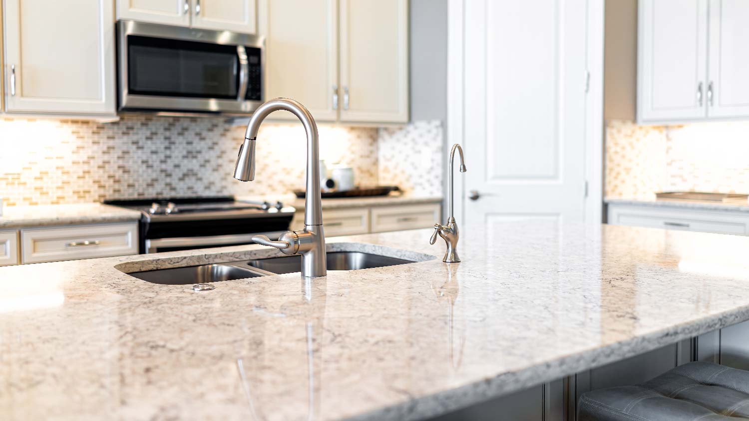 Close-up of a granite countertop