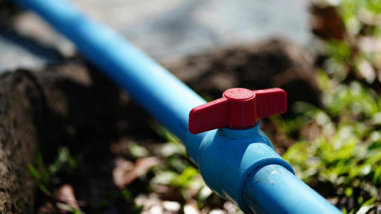 Close-up of an irrigation shut off valve