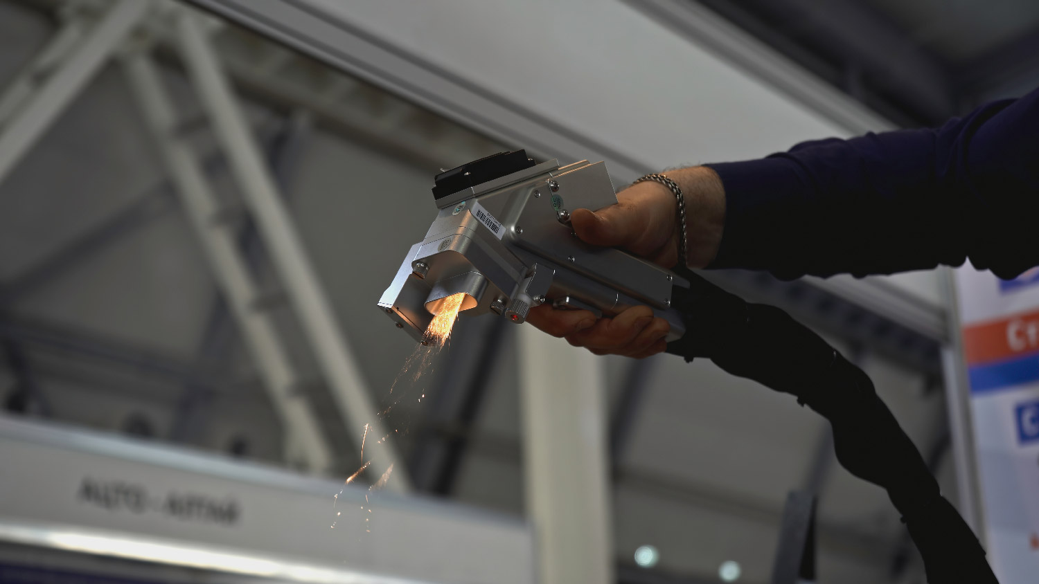 Close-up of a laser cleaning equipment