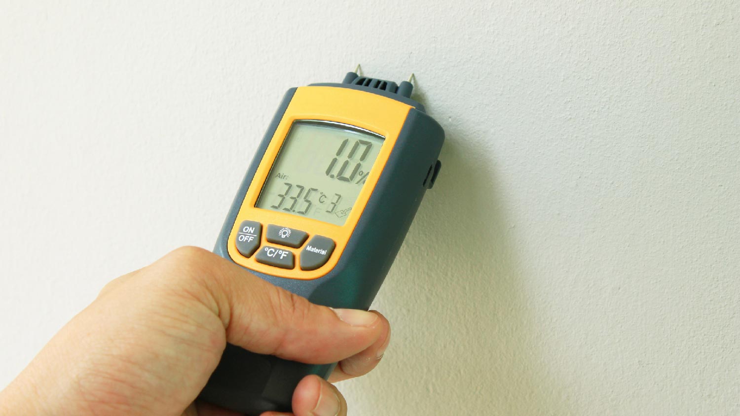 Close-up of a moisture meter
