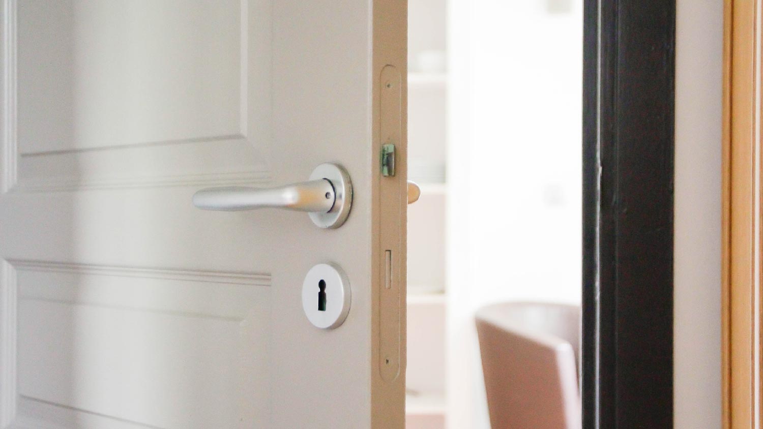 Close-up of open interior door