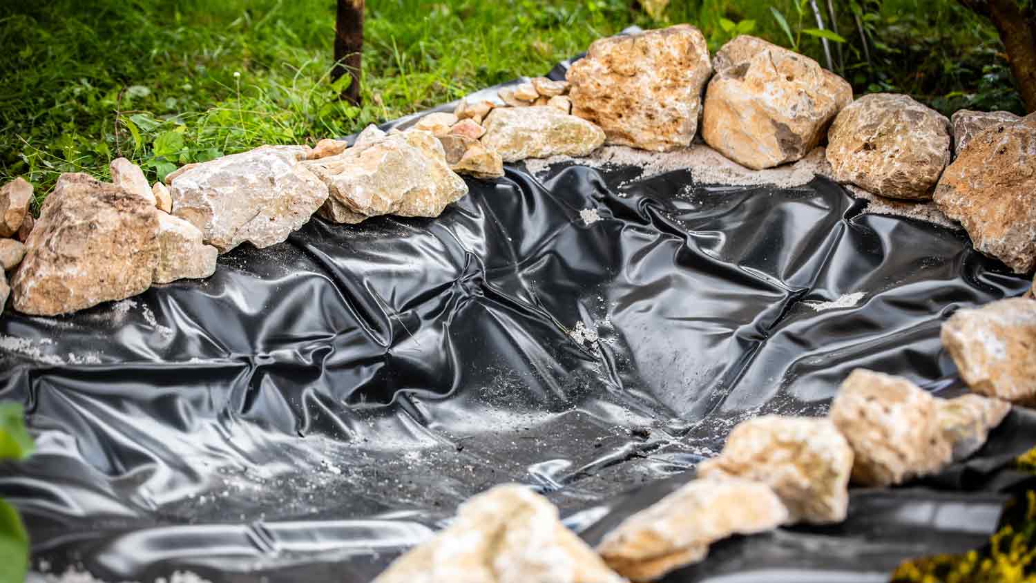 close up of pond liner