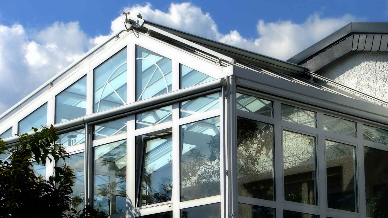 Close-up of prefab sunroom