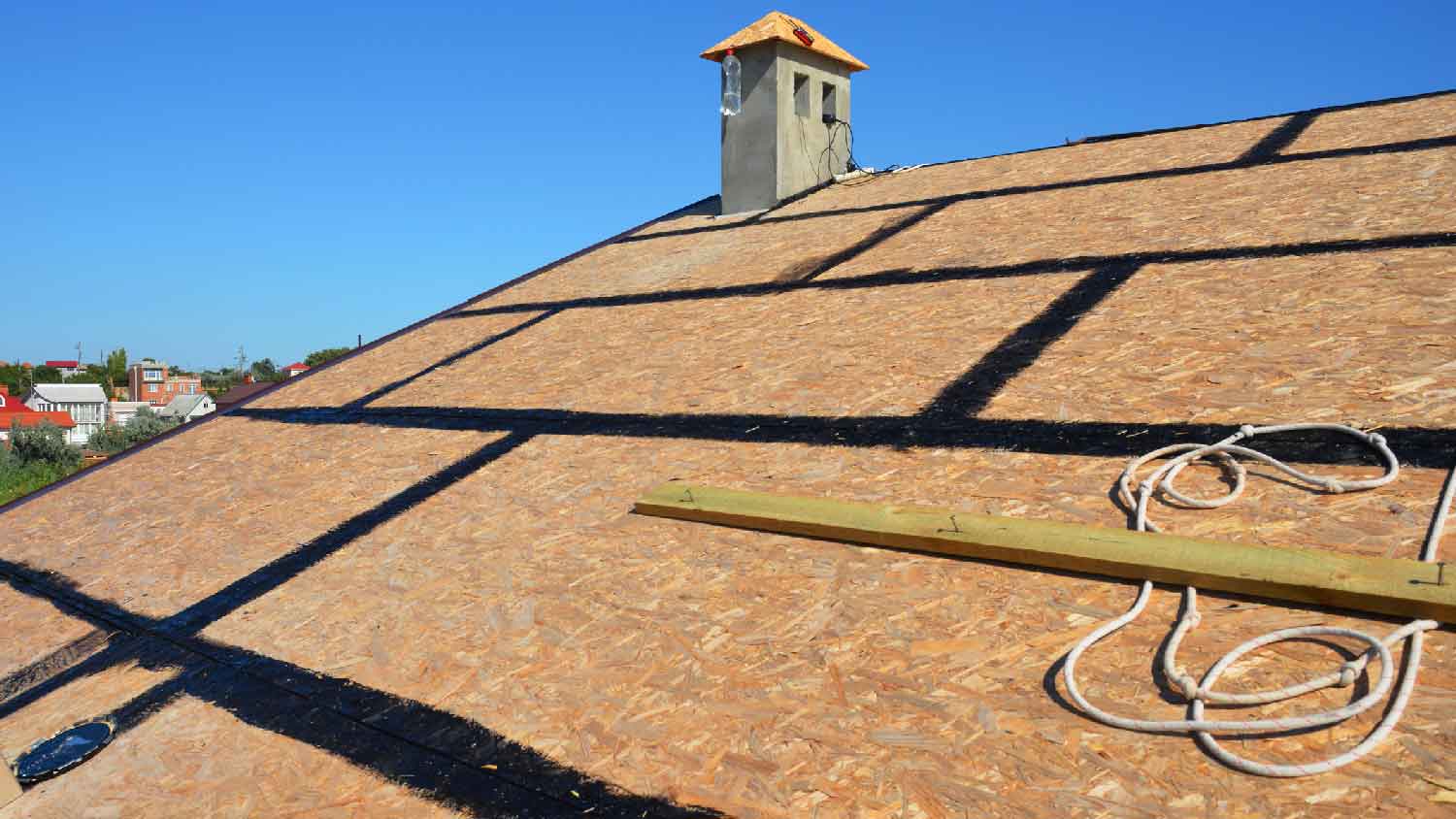 Close-up of roof sheathing