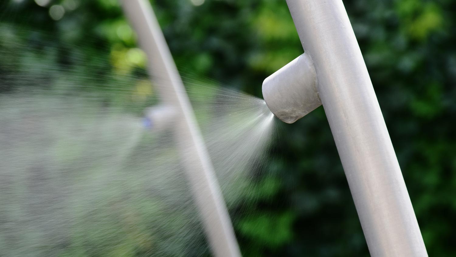 Close-up of a water misting system