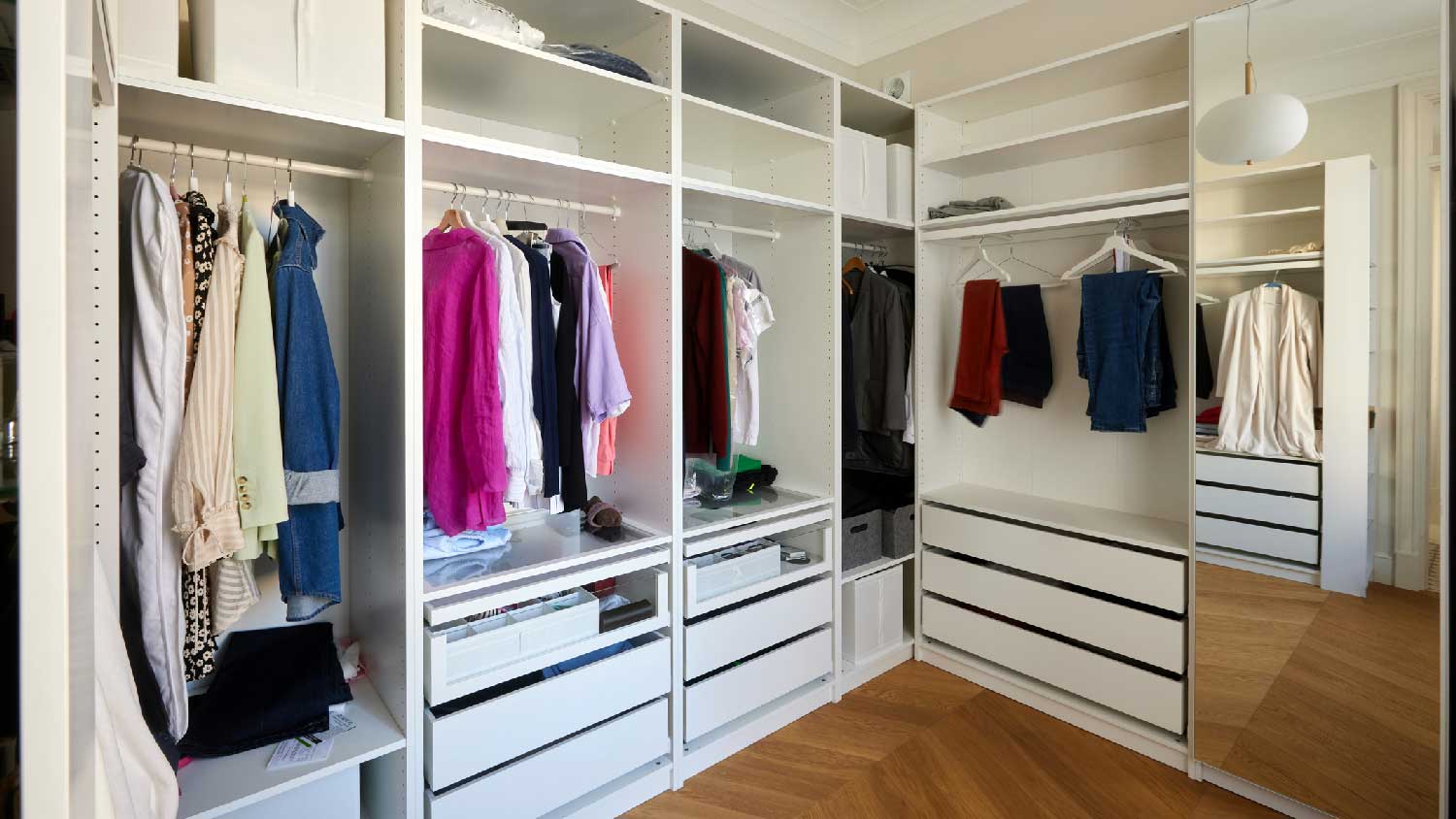 A closet filled with clothes