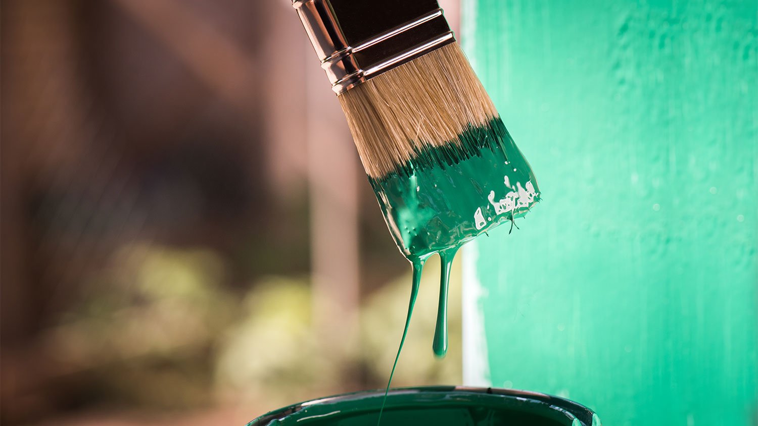 A closeup of green latex paint