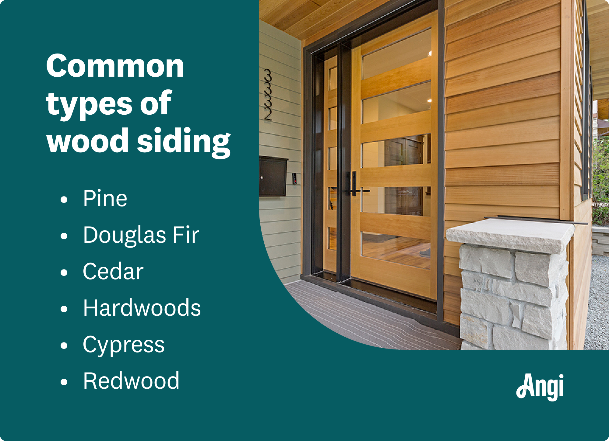 6 common types of wood siding, including pine, cedar, and cypress