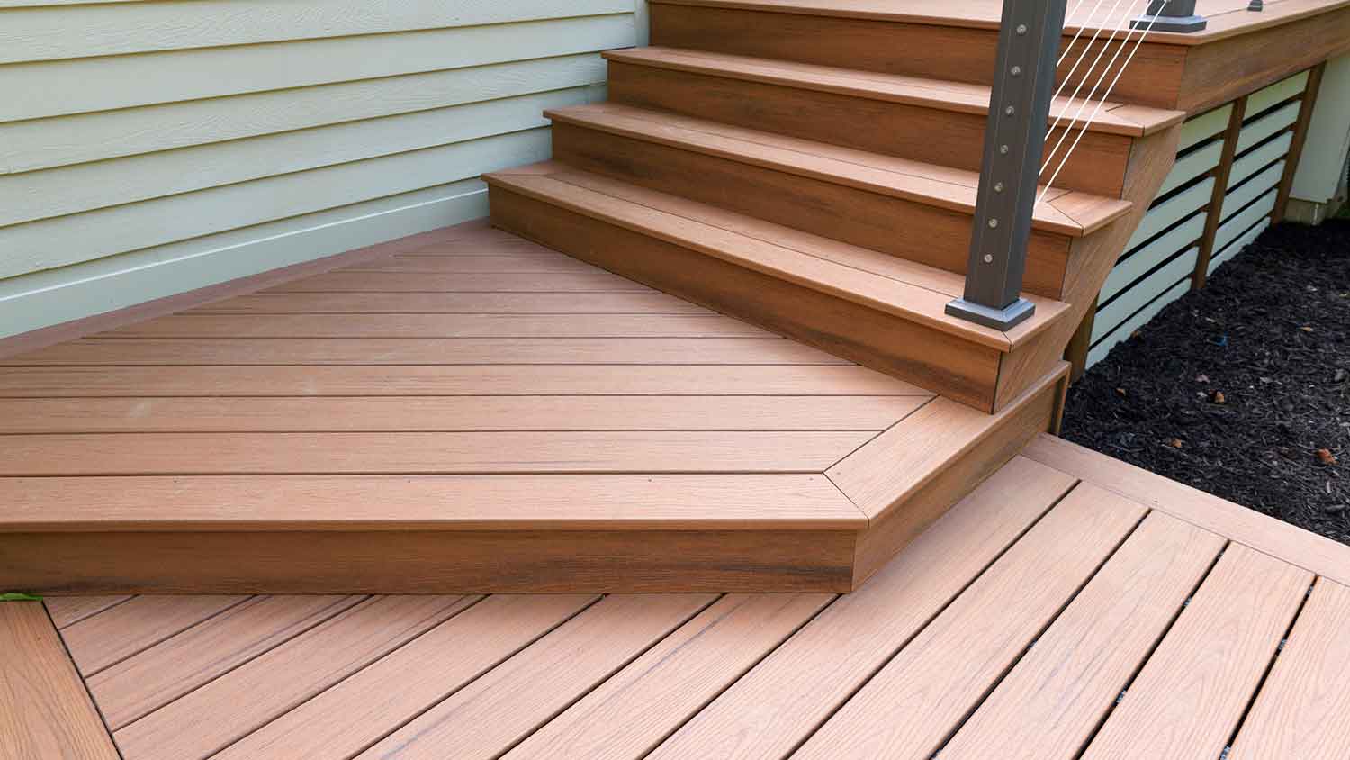 Deck stairs made with composite decking