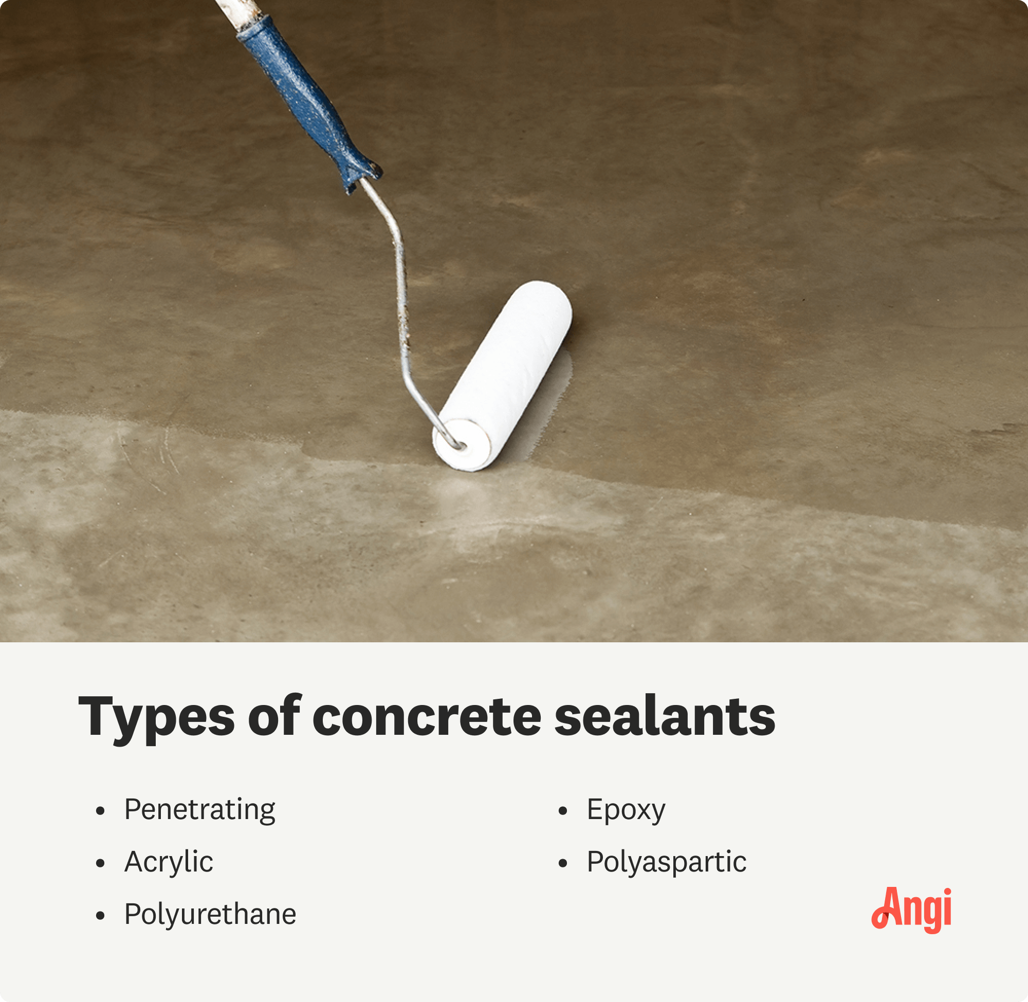 5 concrete sealant types, including acrylic, epoxy, and polyaspartic