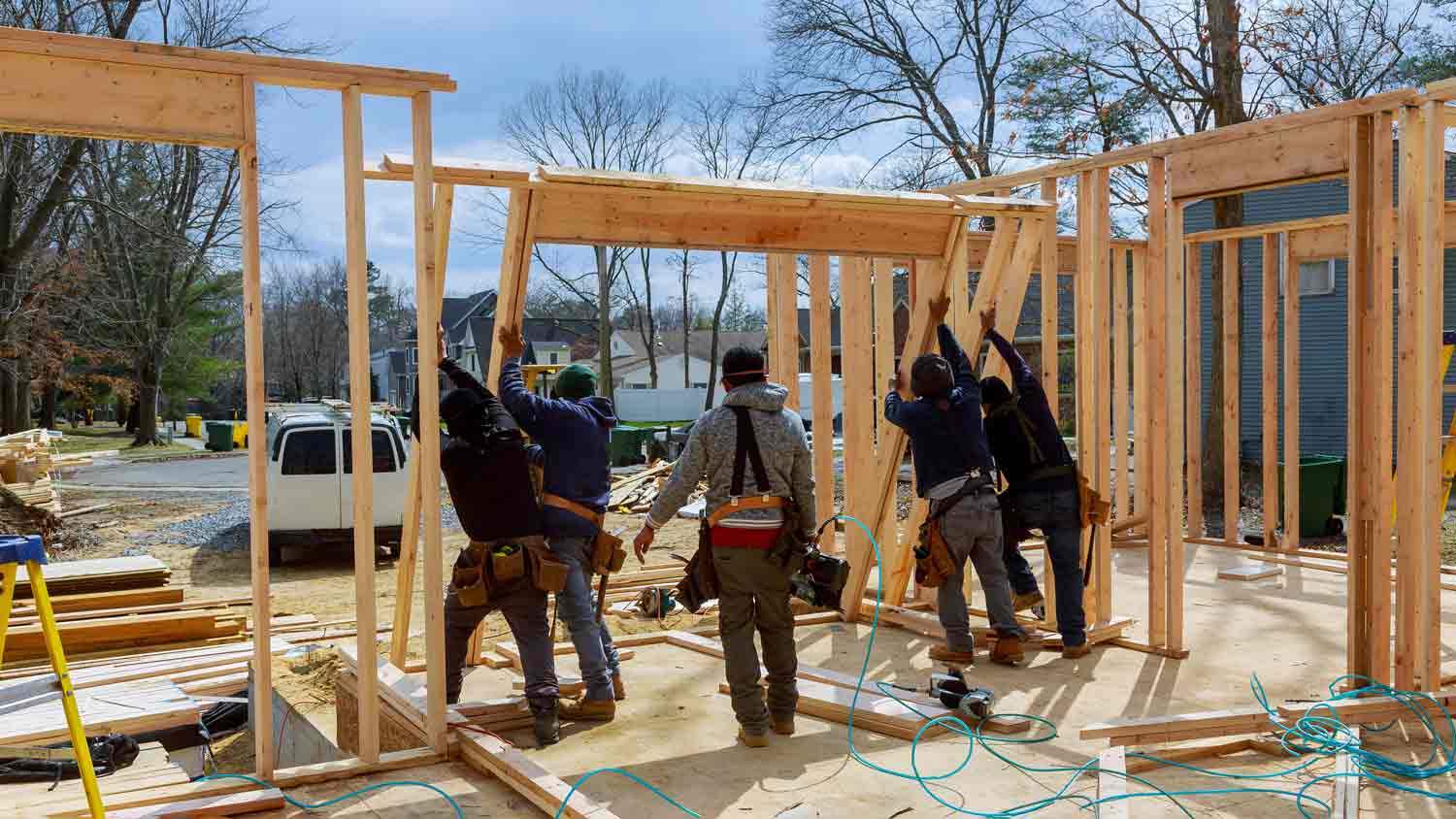 construction workers building home  