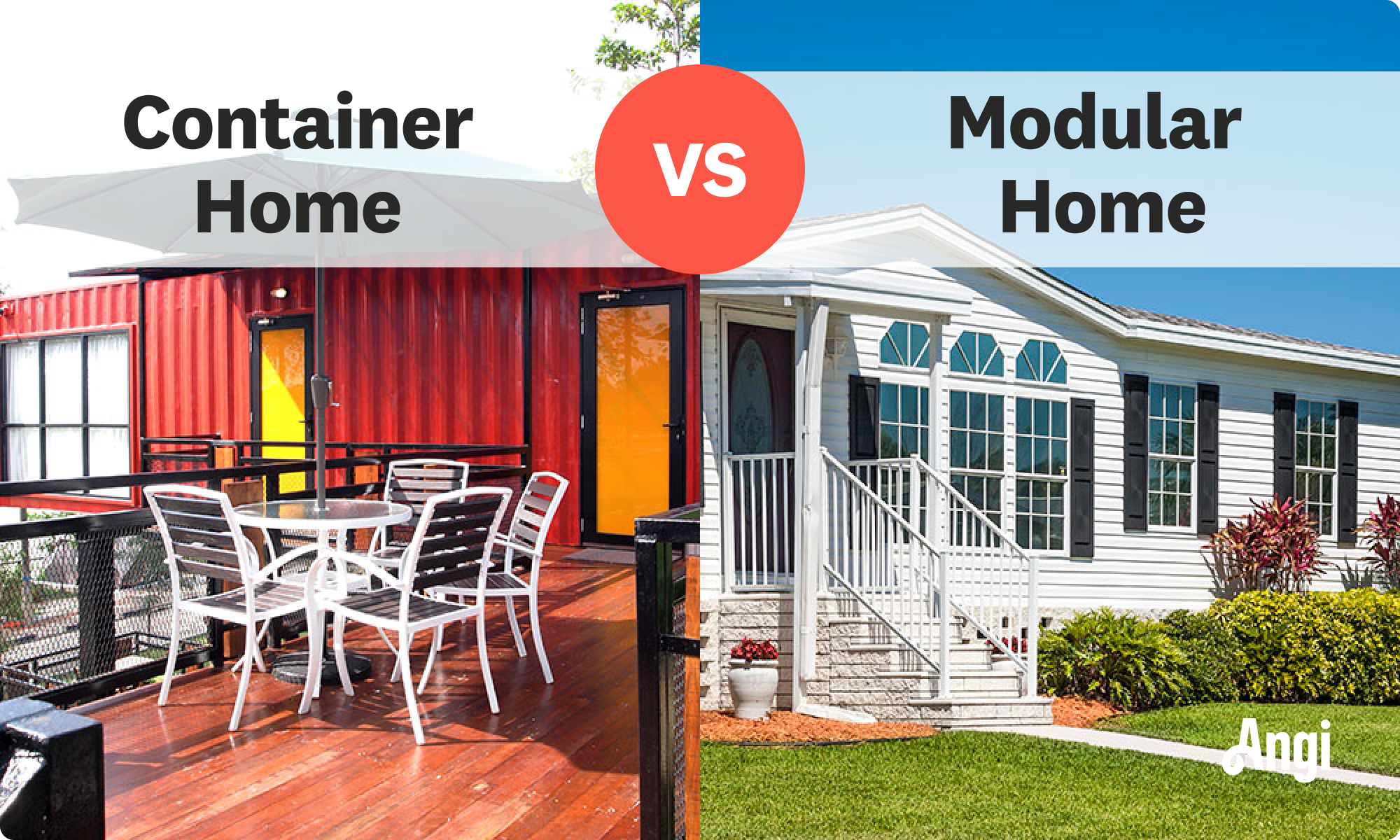 Container home versus modular home visual comparison