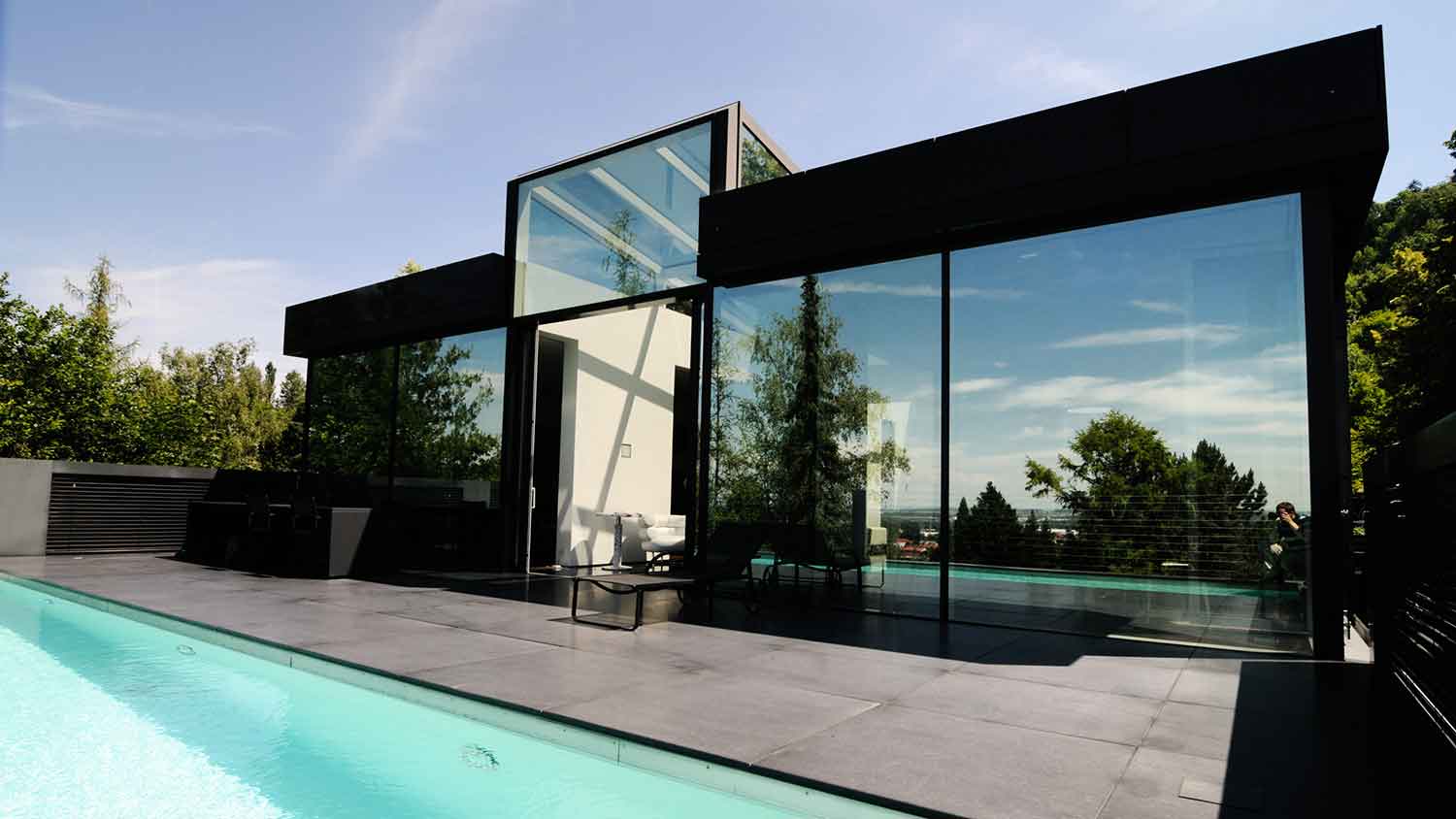 Contemporary black house with swimming pool