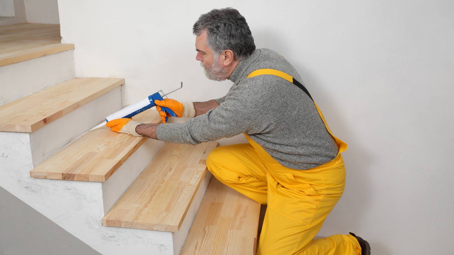 contractor renovating stairs