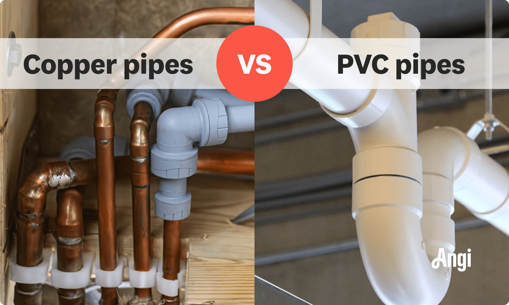 Copper versus PVC pipes visual comparison