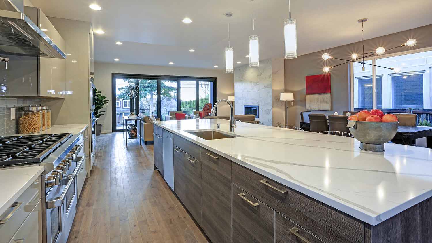 Engineered quartz countertops in white