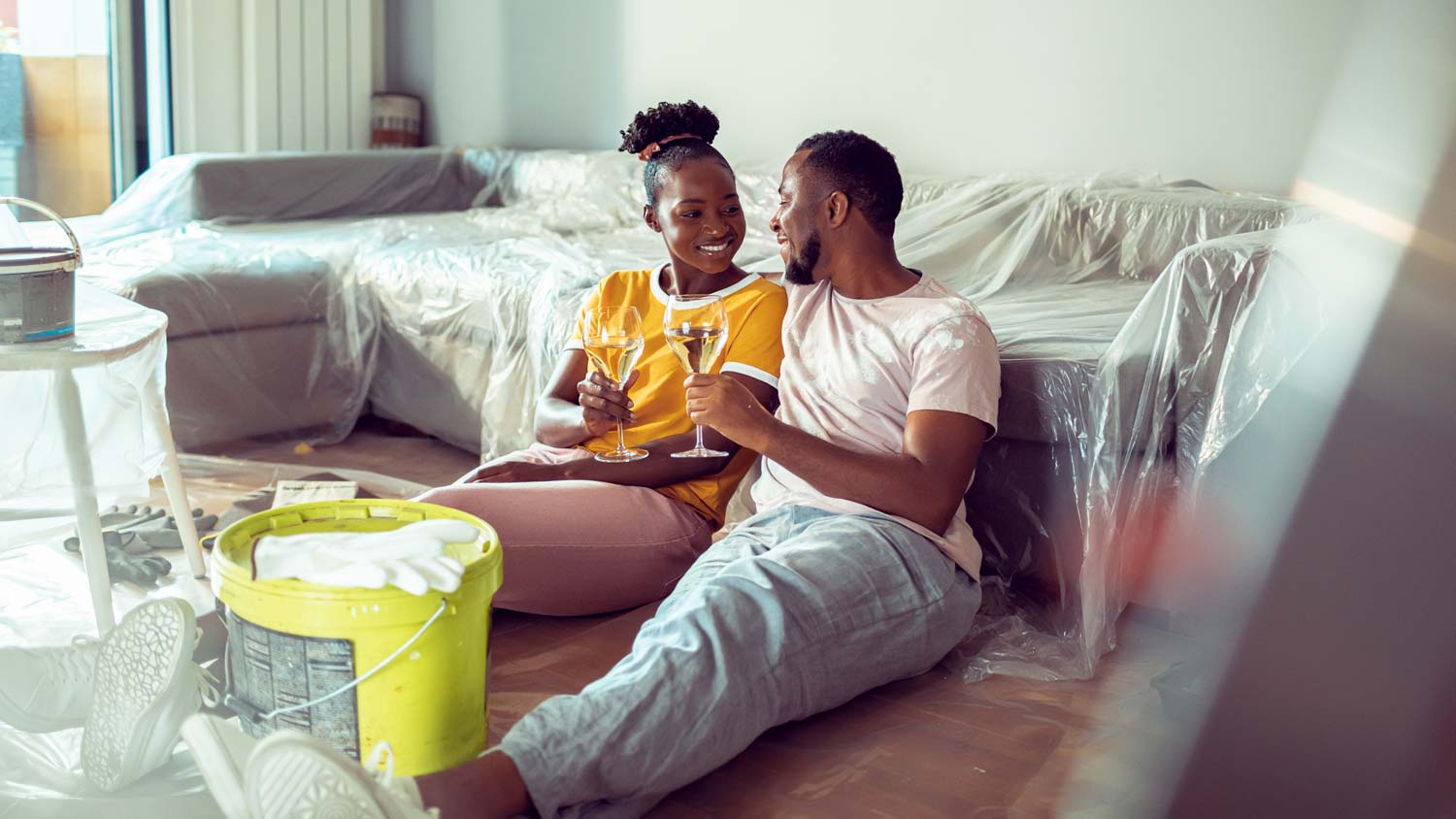 couple celebrating home reno