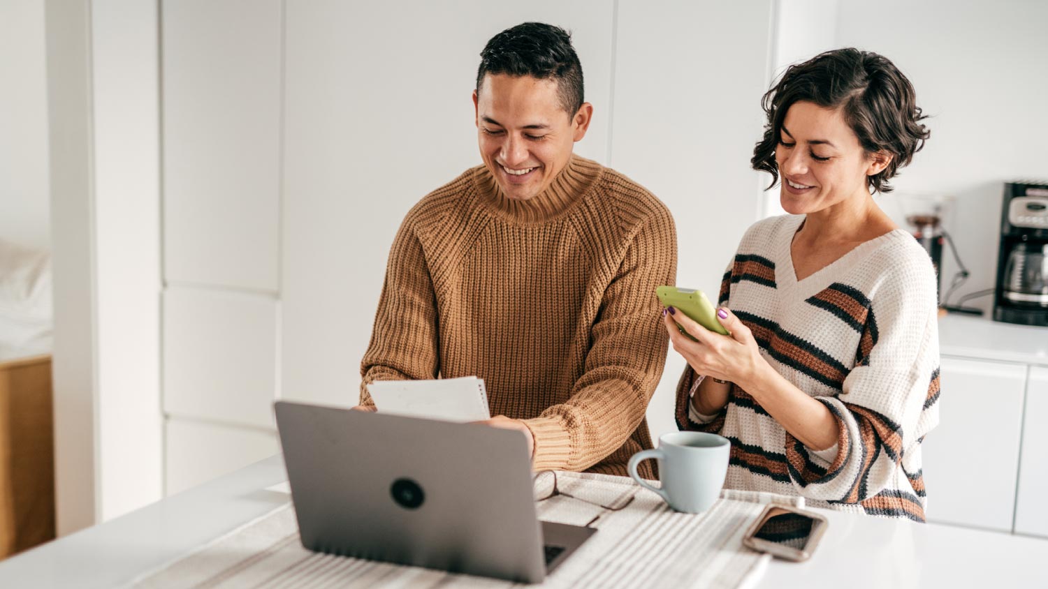 A couple checking finances