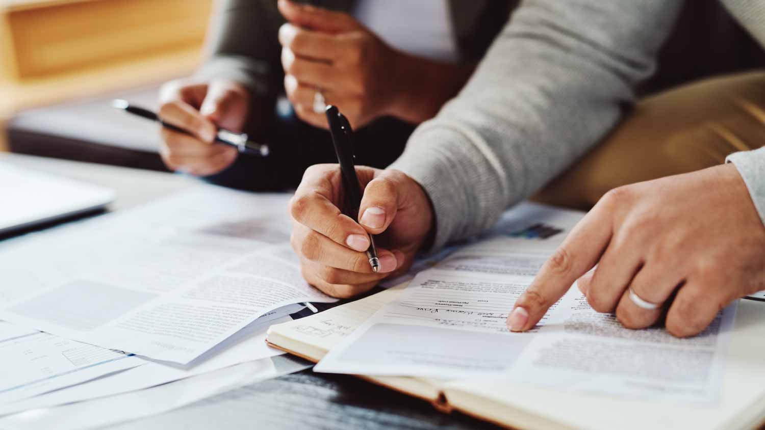 Couple going through paperwork