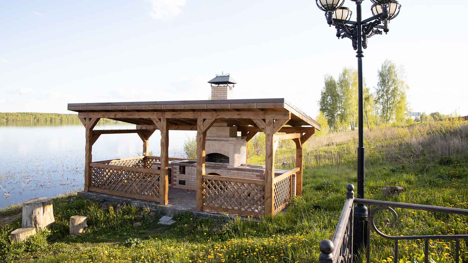 Gazebo transformed into a summer kitchen