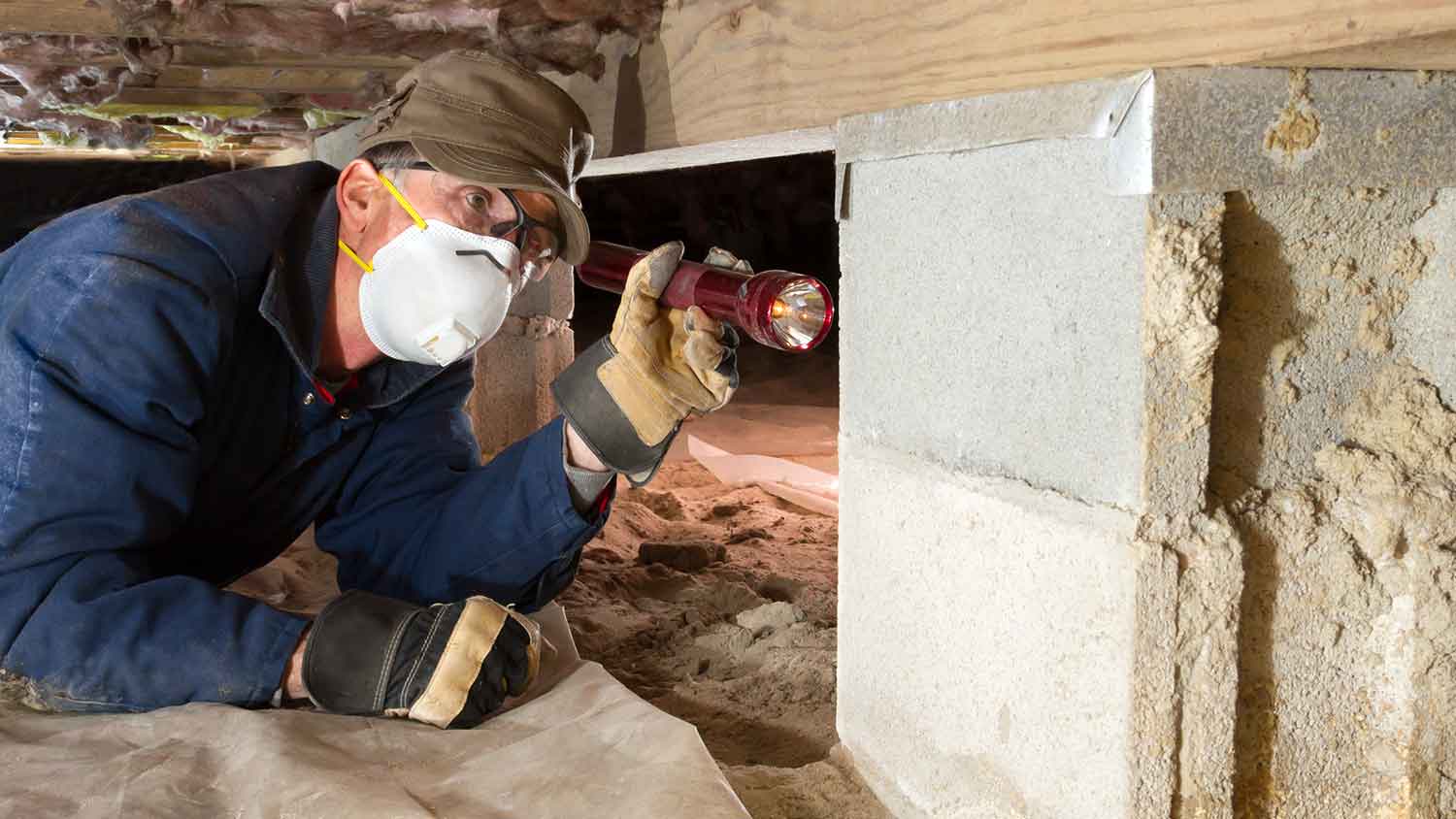 Crawl space inspector looking for water issues