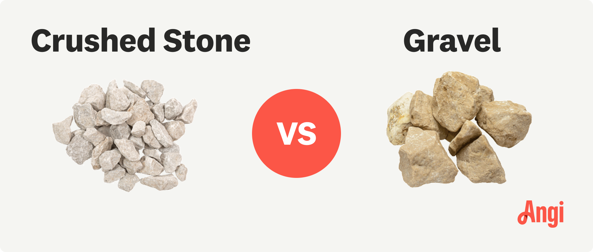Crushed stone versus gravel visual comparison
