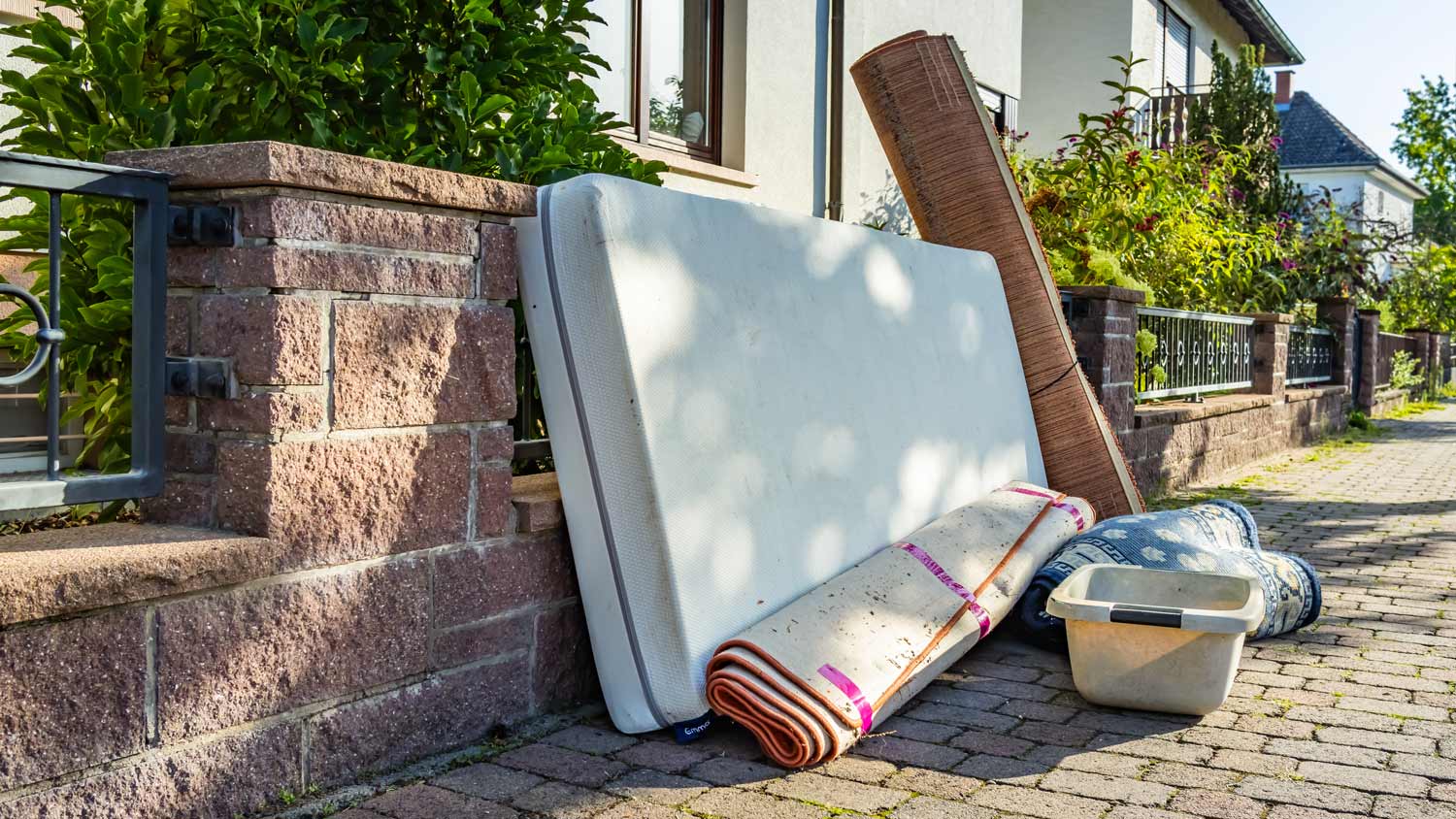 Miscellaneous garbage items put on a street for council bulk waste collection